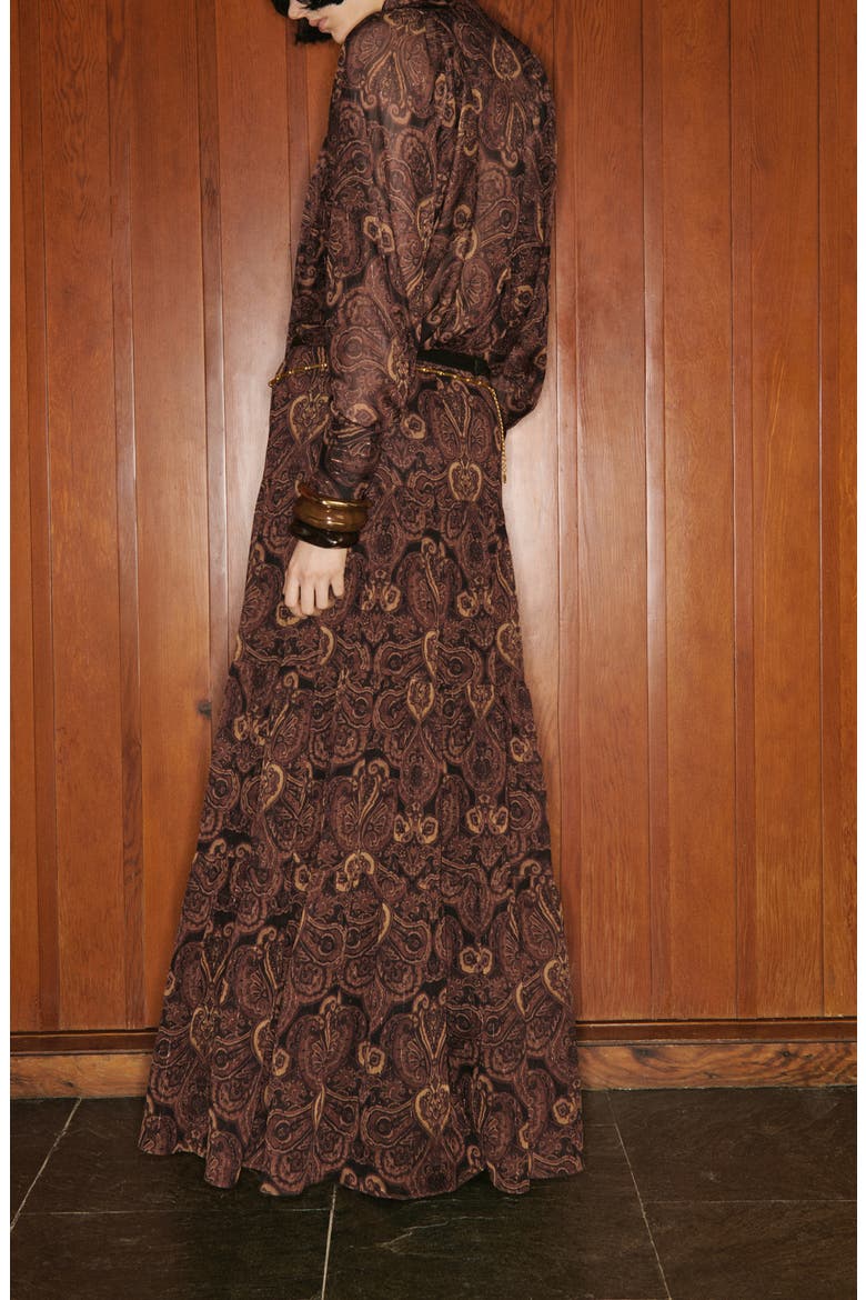Milano Print Maxi Skirt, Alternate, color, BROWN