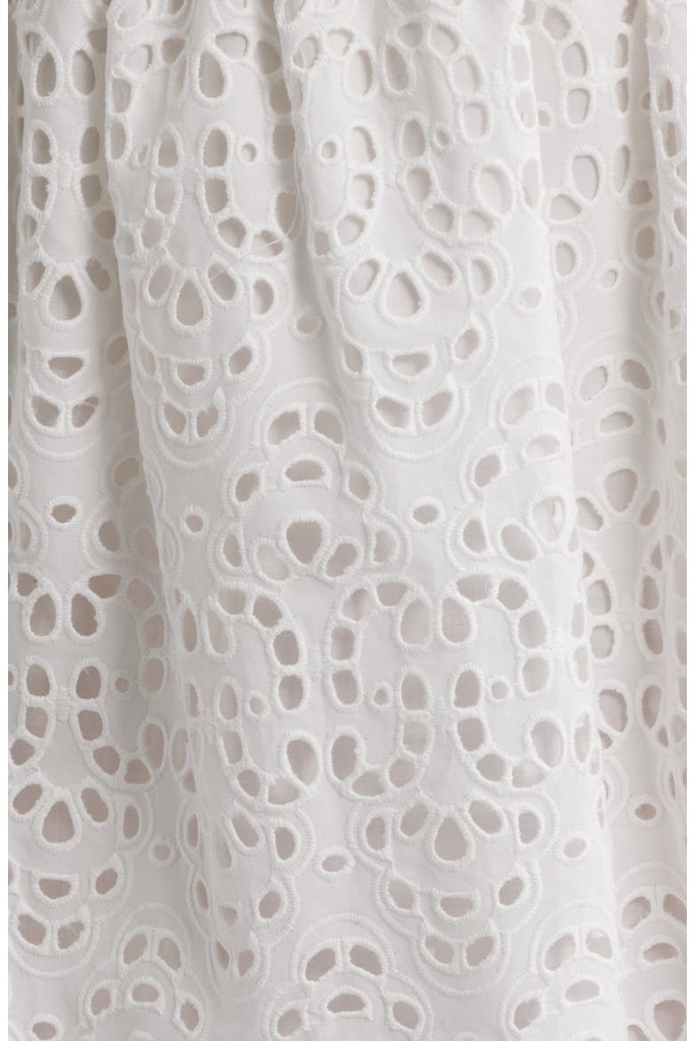 The Deco Embroidered Eyelet Cotton Miniskirt, Alternate, color, WHITE