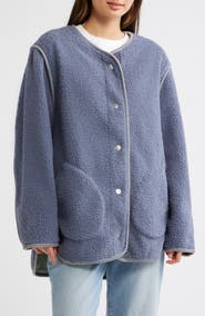 UGG® Emmersyn UGGbraid Trim High Pile Fleece Coat