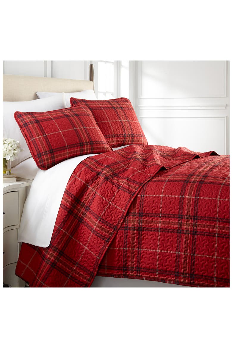 Plaid Collection- Luxury Premium Oversized Quilt Set, Main, color, RED