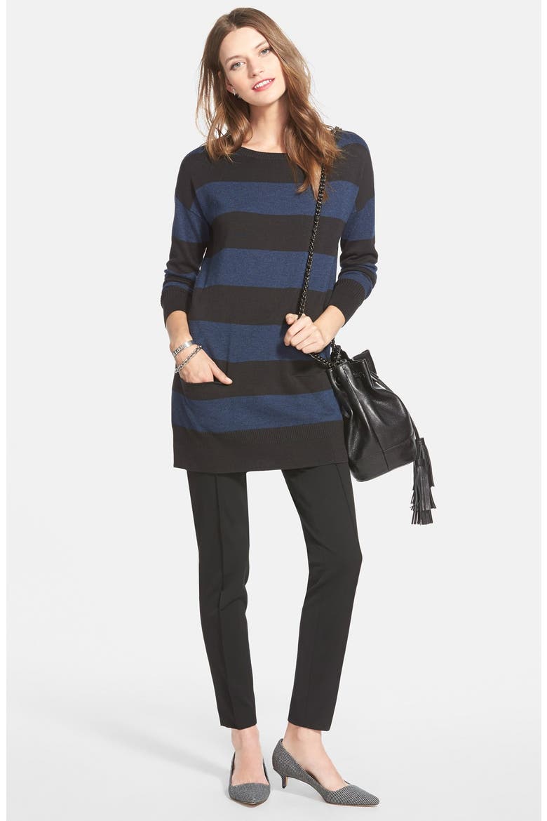 Side Zip Stretch Twill Pants, Alternate, color, RICH BLACK