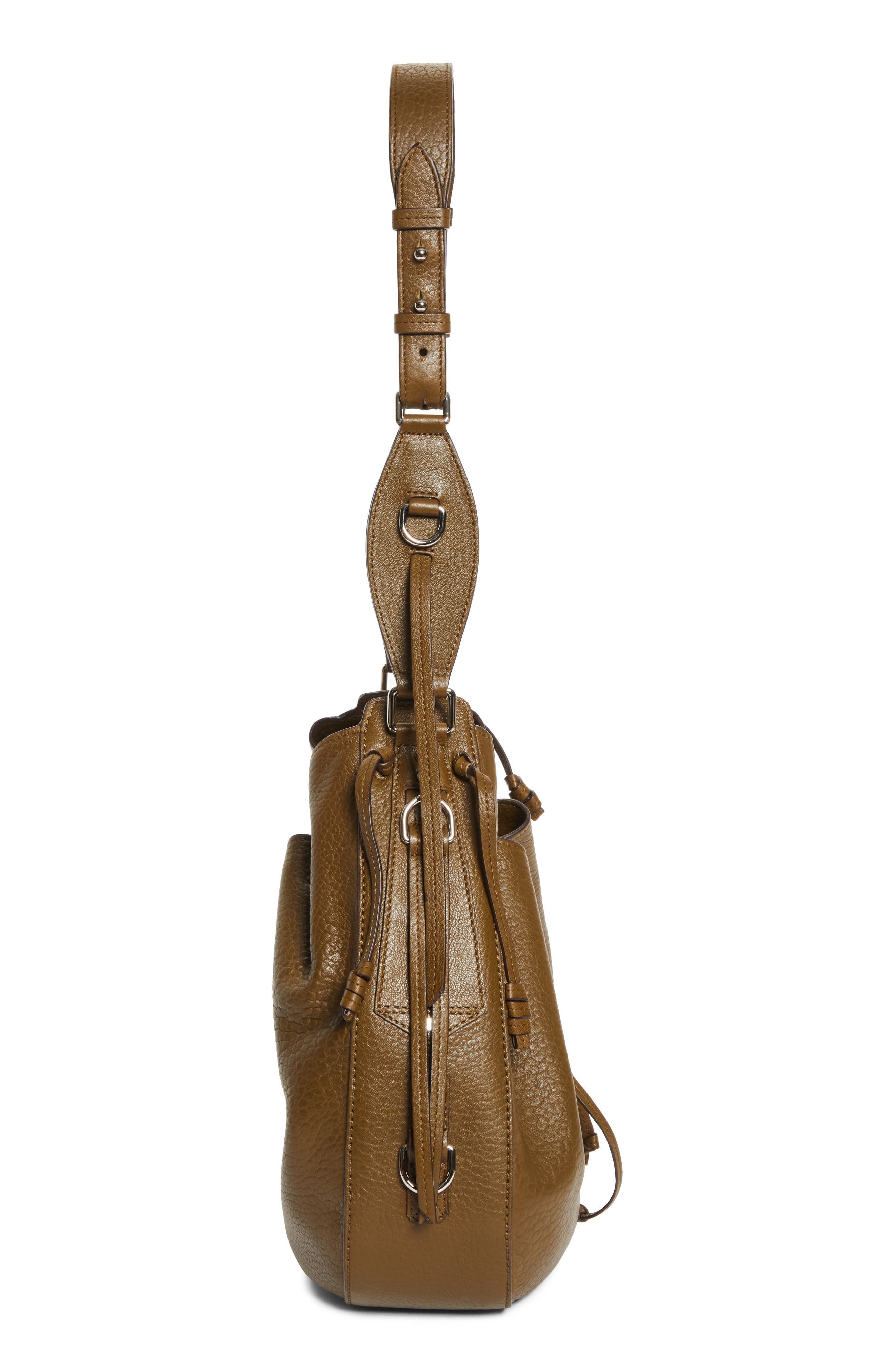Isabel Marant Bolton Bubble Pebbled Lambskin Leather Hobo Bag, Alternate, color, Khaki