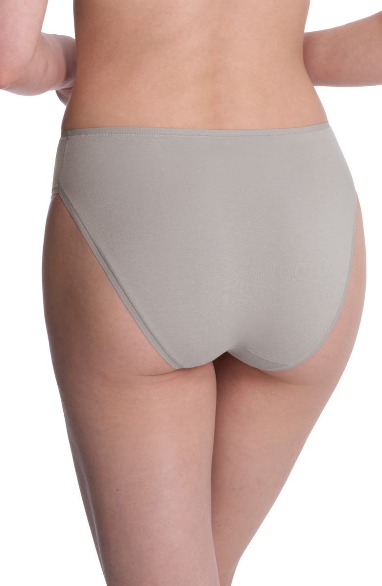Natori Bliss Bare Cotton High Cut Briefs, Alternate, color, Grey Sky