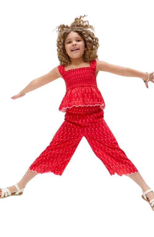 Raffya Kids Sia Shirred Floral Print Co-ord Set In Red