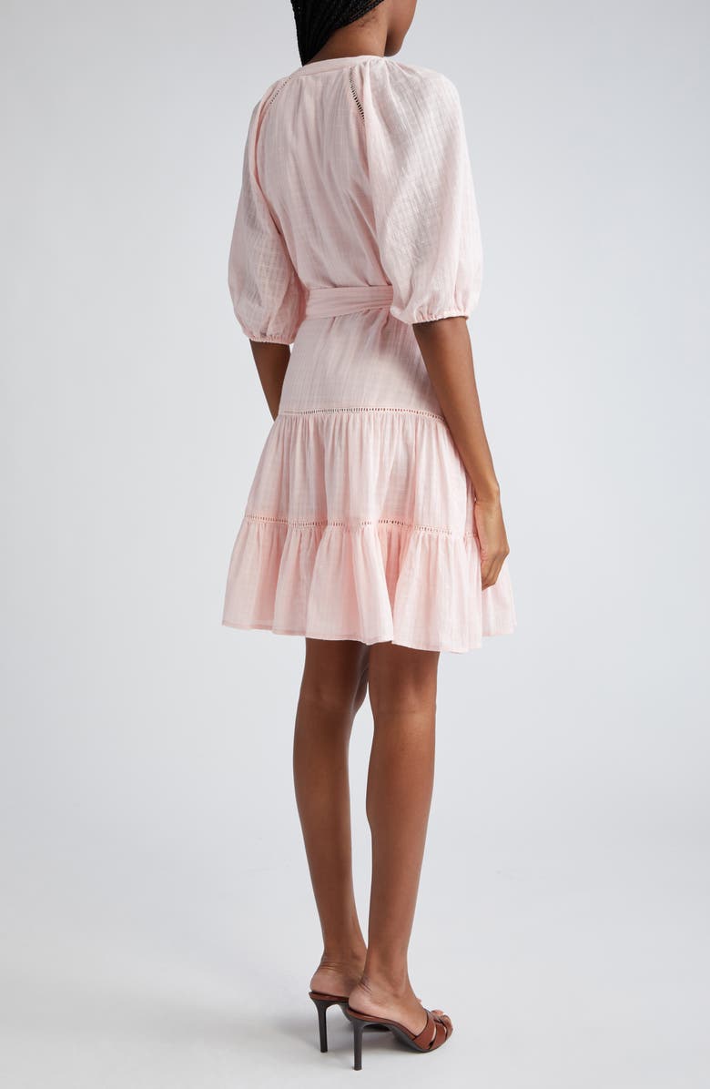 Veronica Beard Dewey Tiered Cotton Button-Up Dress, Alternate, color, Pink Haze