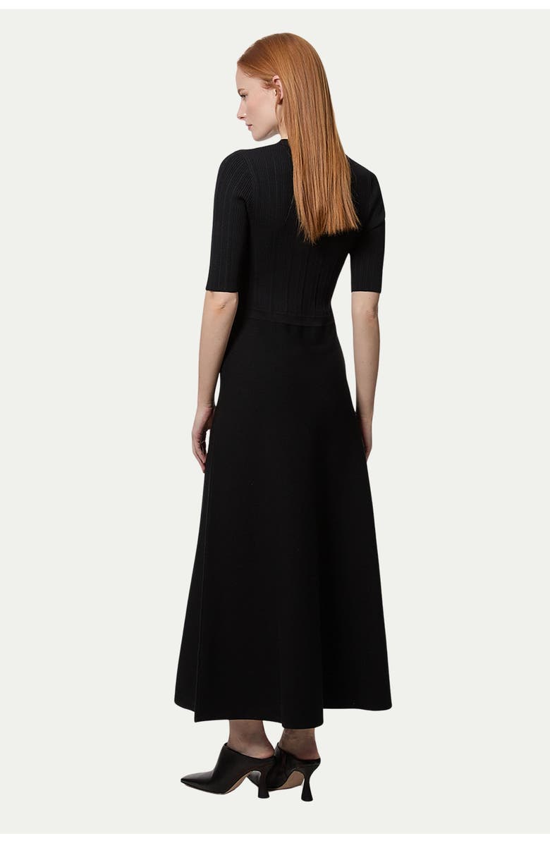Karen Millen Rib Knit Military Trim Maxi Dress, Alternate, color, Black