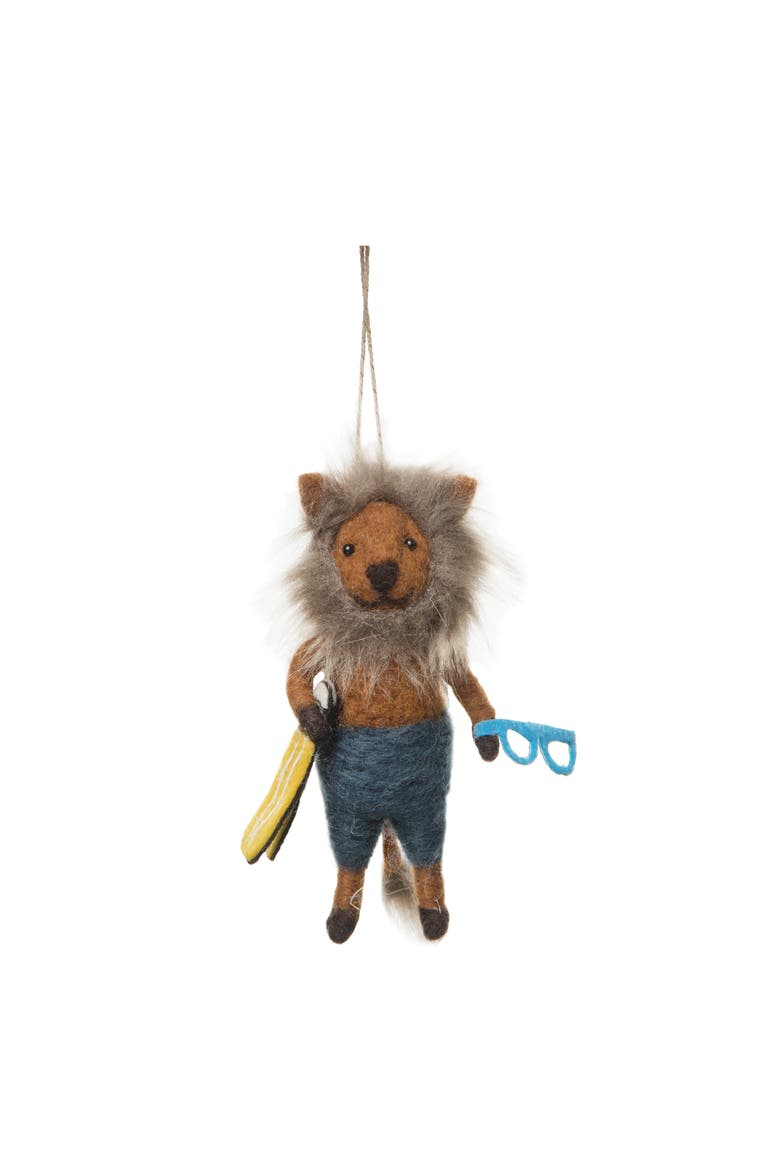 Beach Lion Ornament, Main, color, Brown