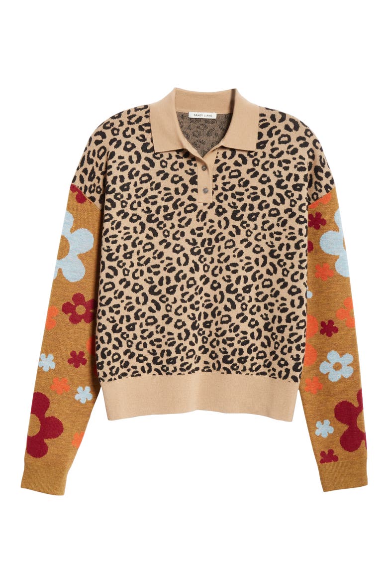 Paw Paw Polo Sweater, Alternate, color, LEOPARD FLORAL