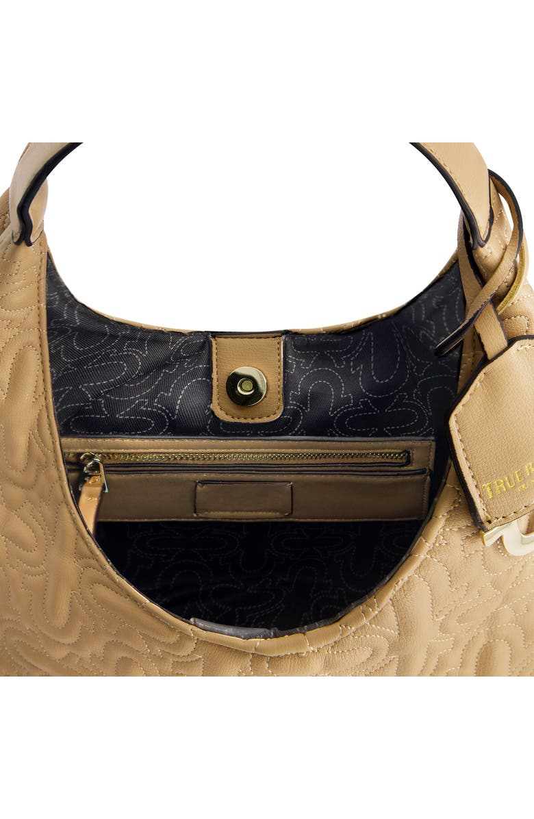 True Religion Quilted Horseshoe Medium Hobo, Alternate, color, Camel