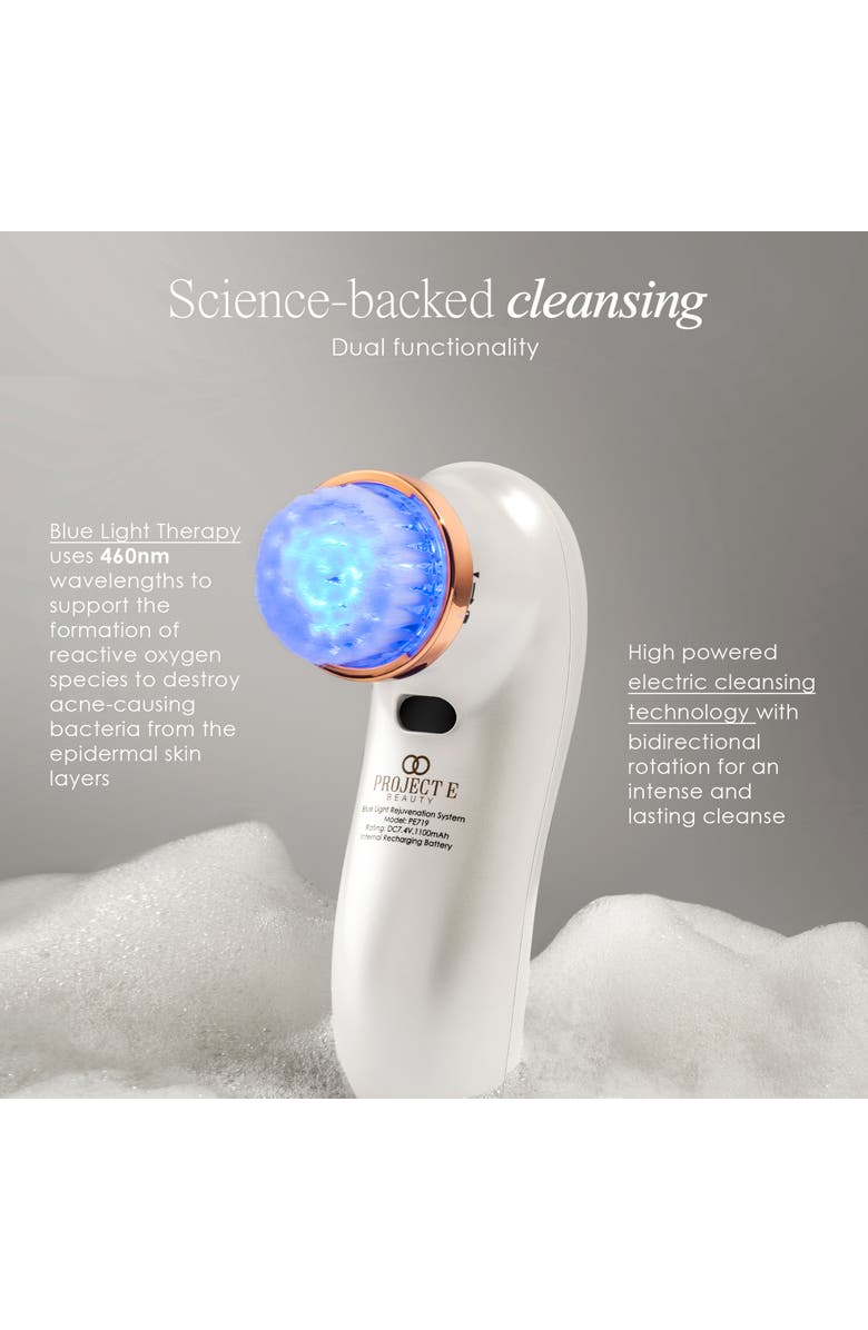 Project E Beauty LumaBlue LED Light Therapy Cleansing Brush, Alternate, color, White