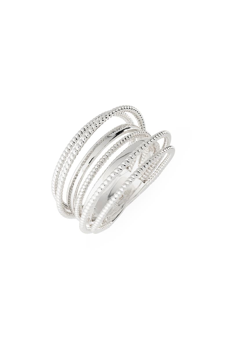 Demi-Fine Multi Band Cuff Ring, Main, color, SILVER