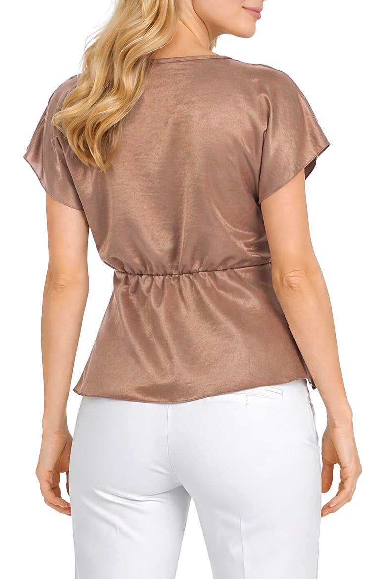 Crushed Satin V-Neck Top, Alternate, color, MOCHA