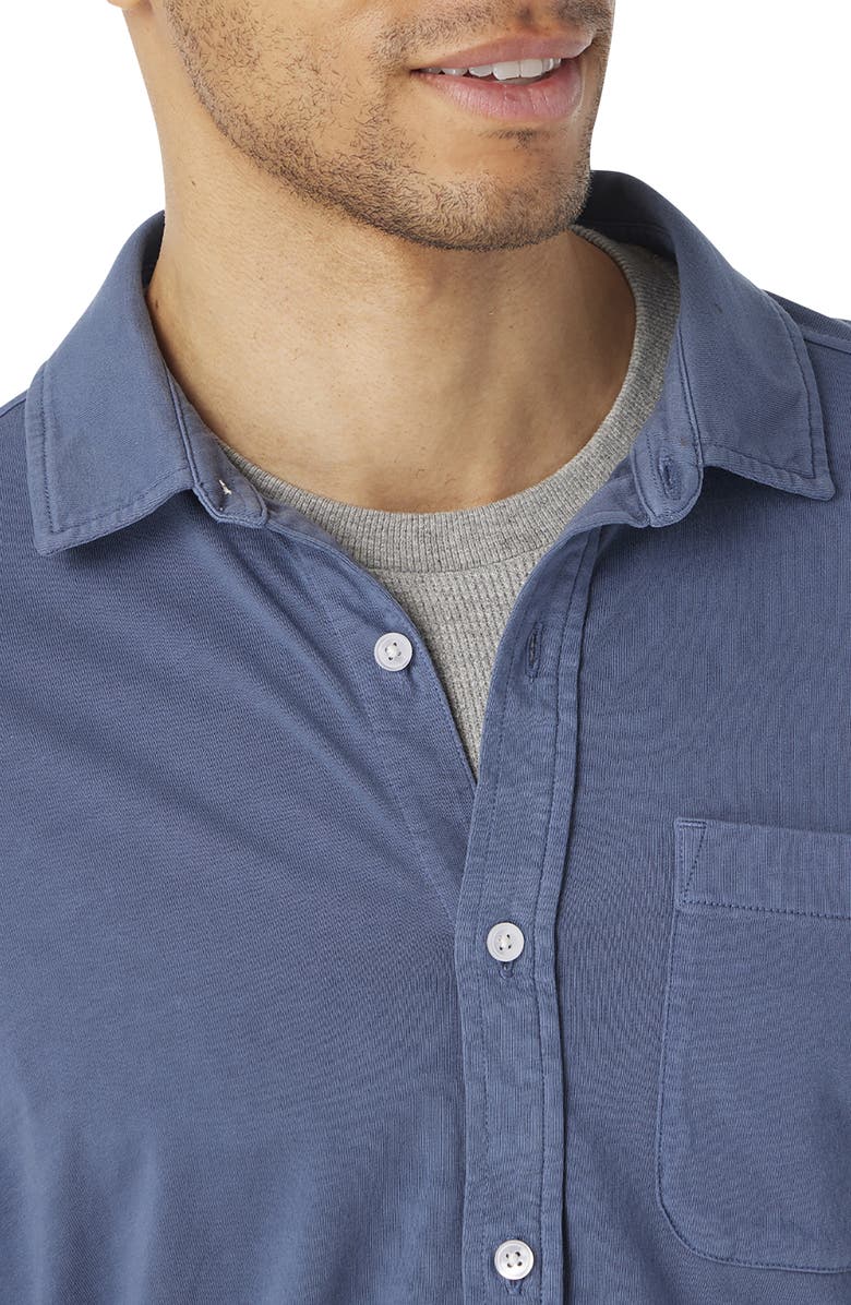 Fair Harbor Saltaire Organic Cotton Knit Button-Up Shirt, Alternate, color, Navy