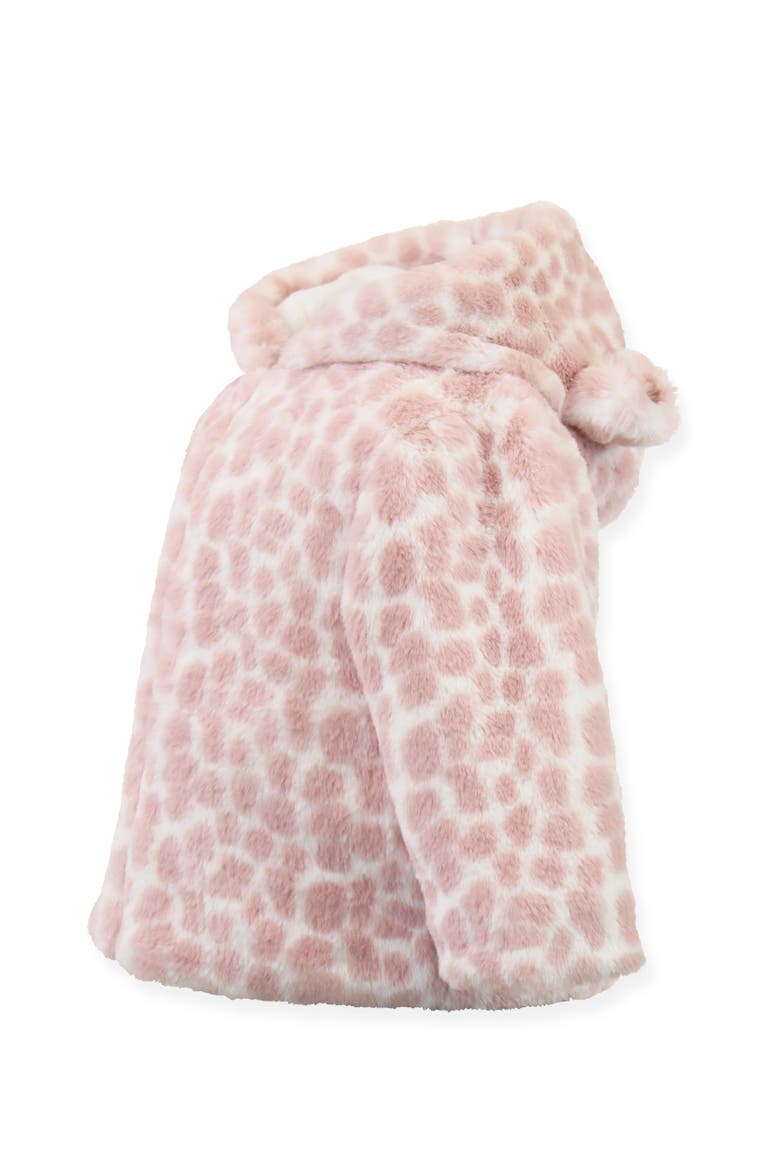 Faux Fur Hooded Zip Front Snuggle Jacket, Alternate, color, Pink Giraffe