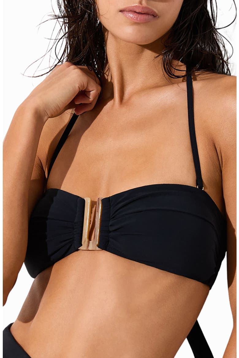 Carina Bandeau Bikini Top, Alternate, color, BLACK