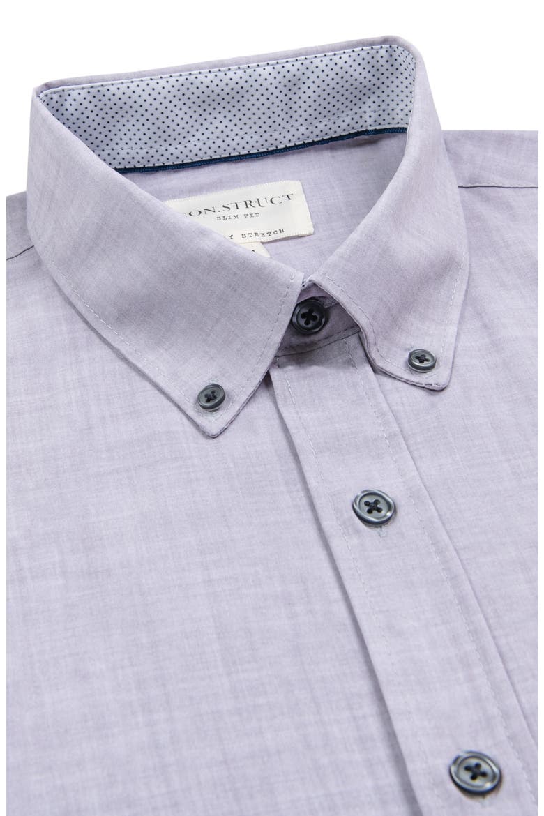 Slim Fit Four-Way Stretch Performance Chambray Short Sleeve Button-Down Shirt, Alternate, color, GREY CHAMBRAY