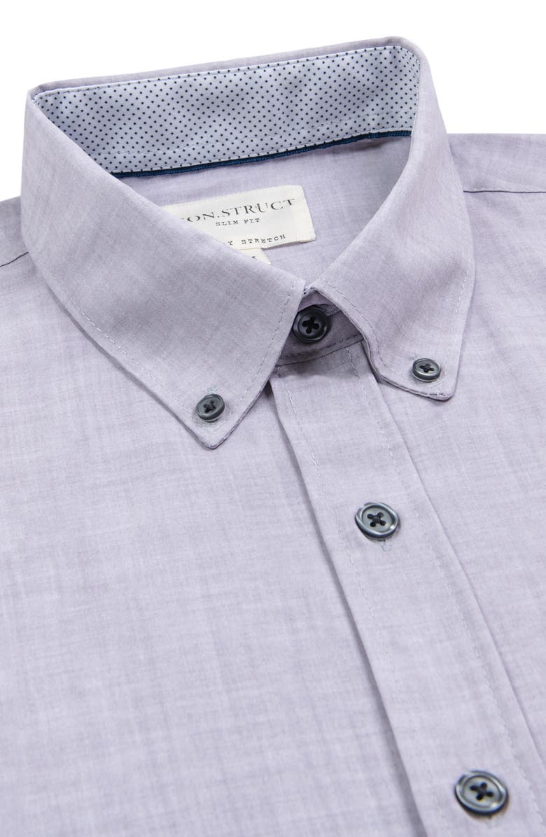 CONSTRUCT Slim Fit Four-Way Stretch Performance Chambray Short Sleeve Button-Down Shirt, Alternate, color, Grey Chambray