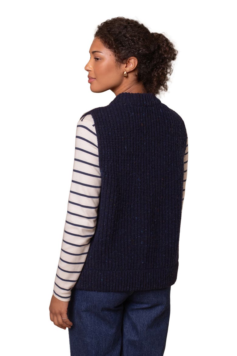 Donegal Ribbed Crew Neck Waistcoat, Alternate, color, Dark Navy