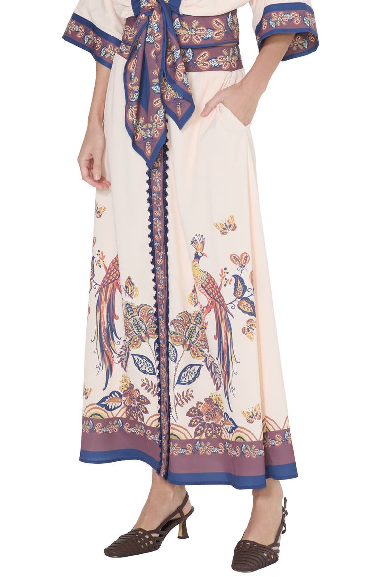 Eisley Button Front Midi Skirt, Alternate, color, TAUPE MULTI
