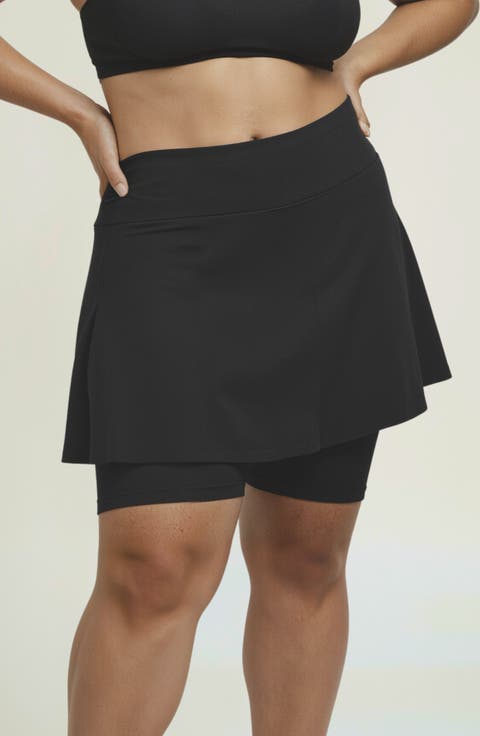 Plus Size Midi Swim Skort With Bike Shorts