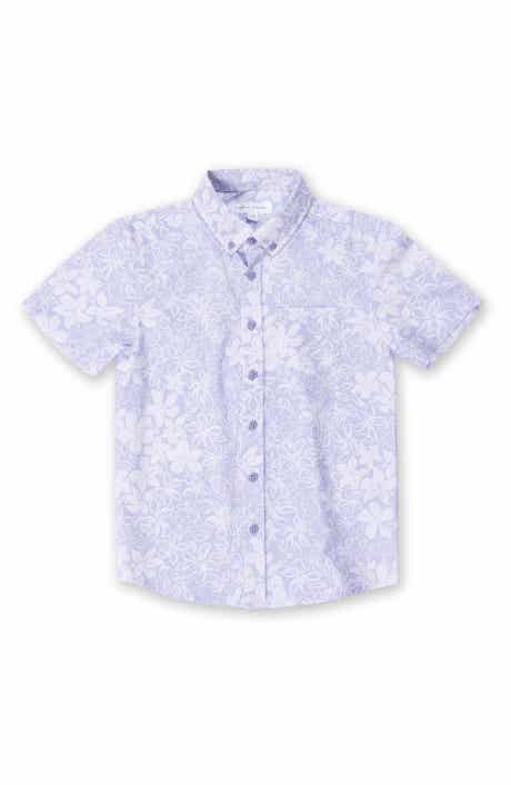 Vintage Summer Kids' Floral Stretch Button-Down Shirt