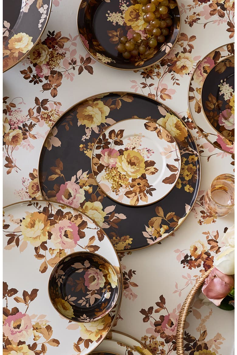 Wild Rose Brown Enamel Round Tray, Alternate, color, BROWN