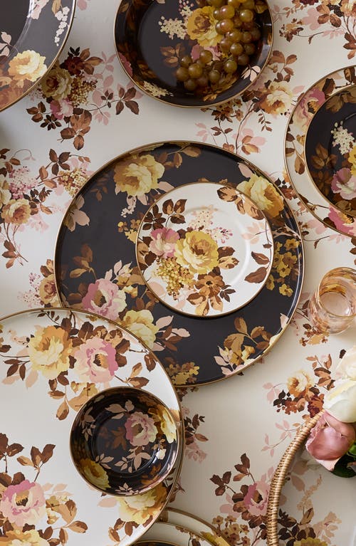 Mackenzie-childs Mackenzie Childs Wild Rose Brown Enamel Round Tray In Multi