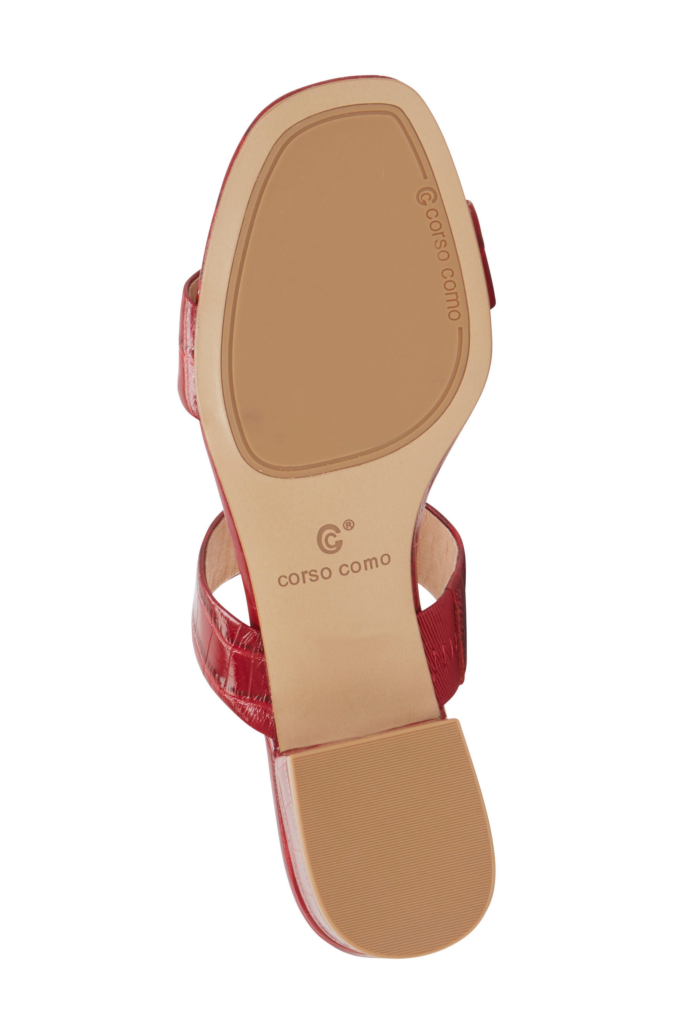 Faeya Slide Sandal, Alternate, color, RED EMBOSSED LEATHER
