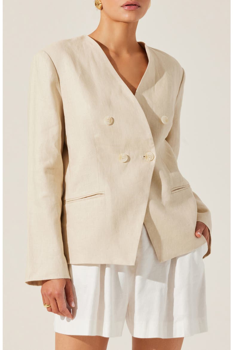 Dannika Collarless Linen Blazer, Main, color, VINTAGE CREAM