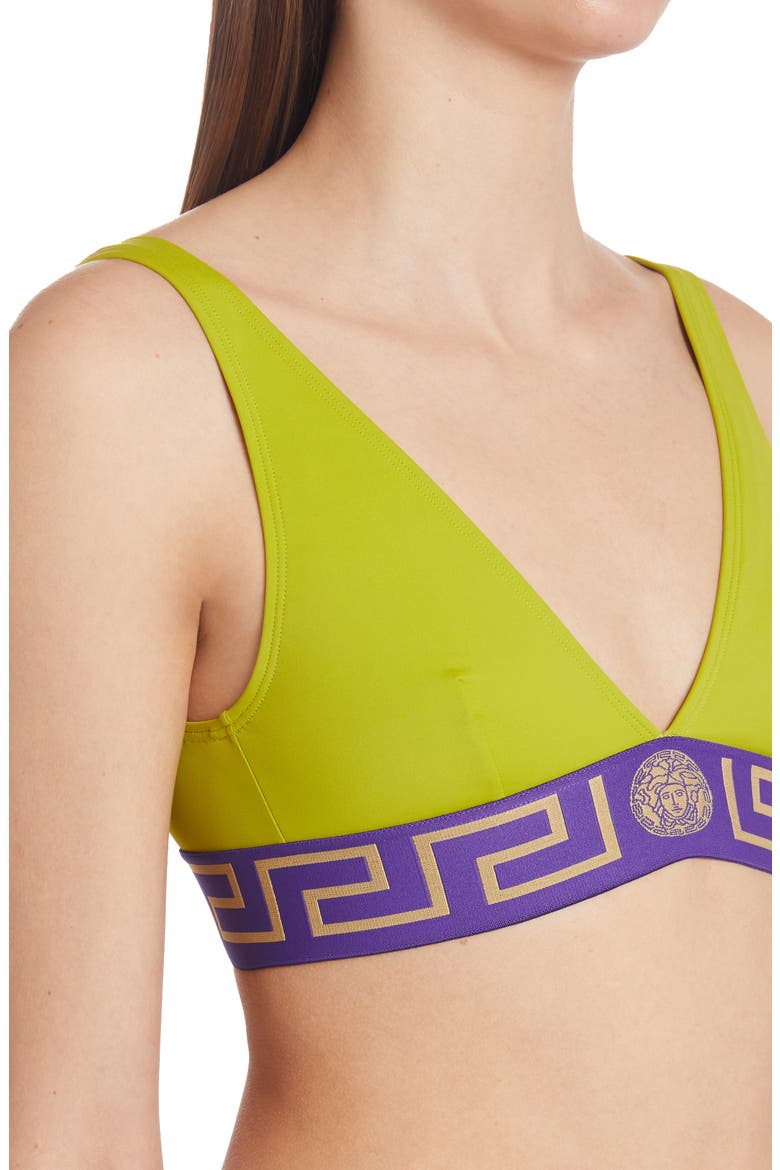Greca Border Triangle Bikini Top, Alternate, color, PALE AVOCADO PURPLE
