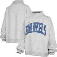 PRESSBOX Women's Pressbox Heather Gray North Carolina Tar Heels Oversized Nelson Mock Neck Sweatshirt