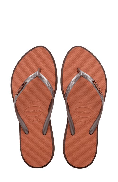 Havaianas Slim Pointed Toe Flip Flop In Dark Brown