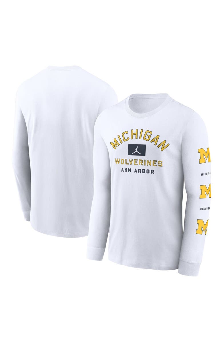 Jordan Brand Men's Jordan Brand White Michigan Wolverines Primetime Classic Location Long Sleeve T-Shirt, Main, color, White
