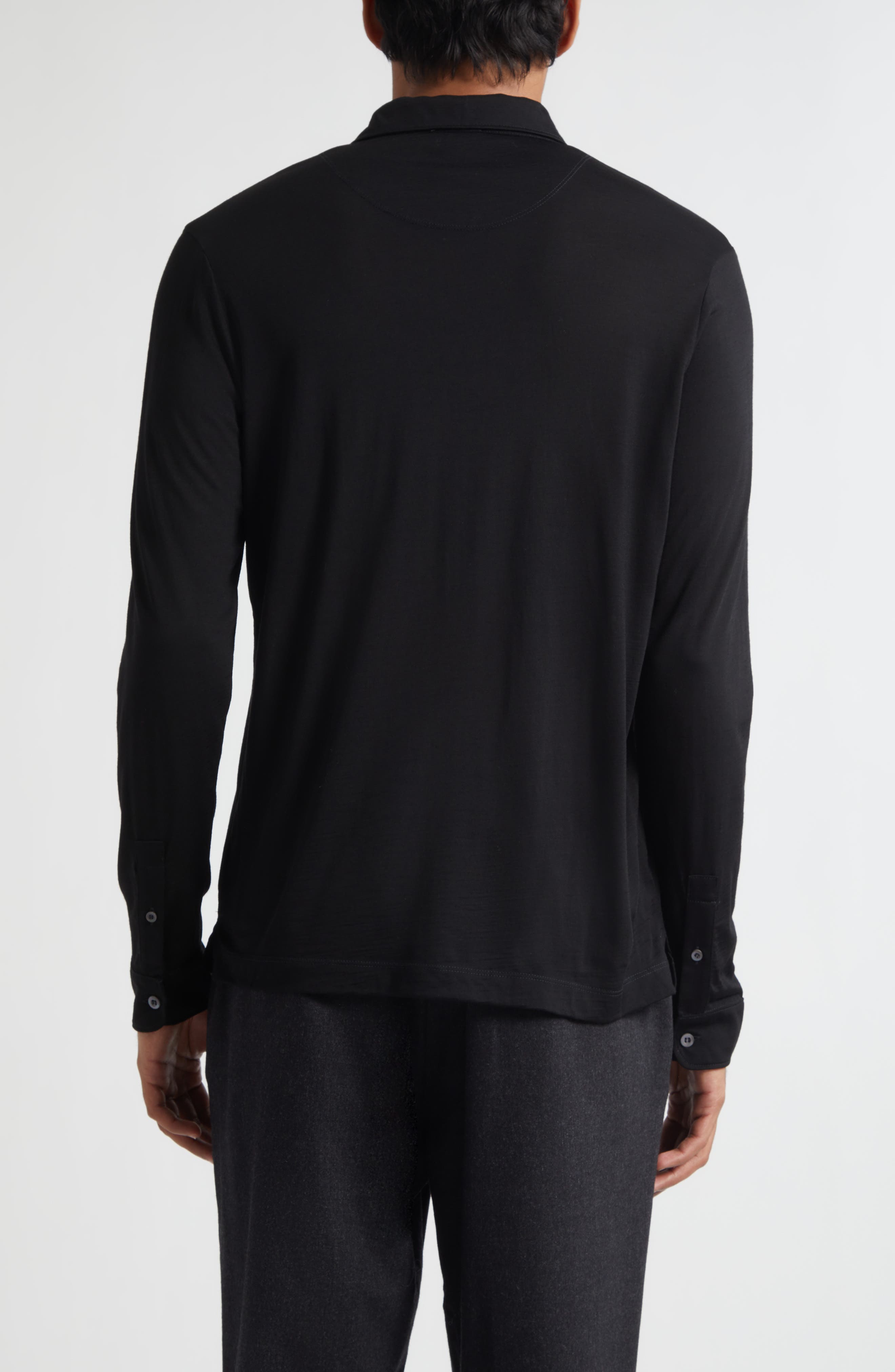 Long Sleeve Wool Jersey Polo - image 2