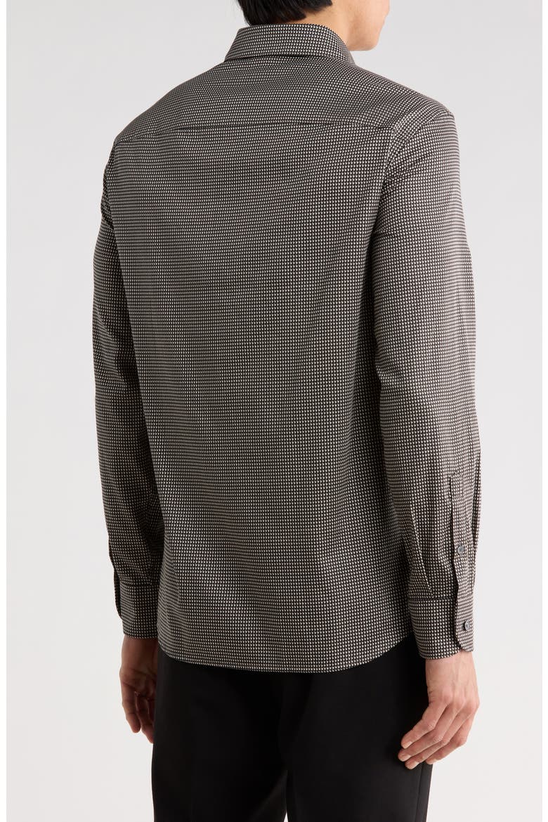 Bird's Eye Stretch Button-Up Shirt, Alternate, color, SOLID BLACK