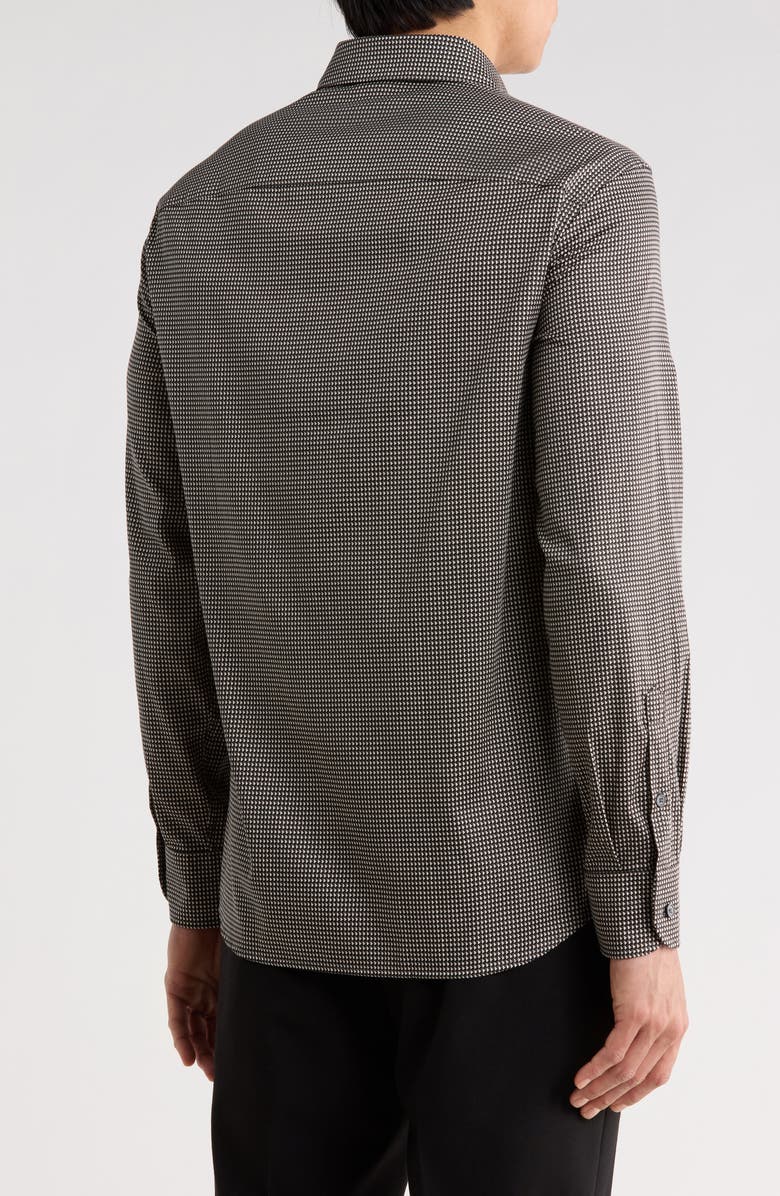 Emporio Armani Bird's Eye Stretch Button-Up Shirt, Alternate, color, Solid Black