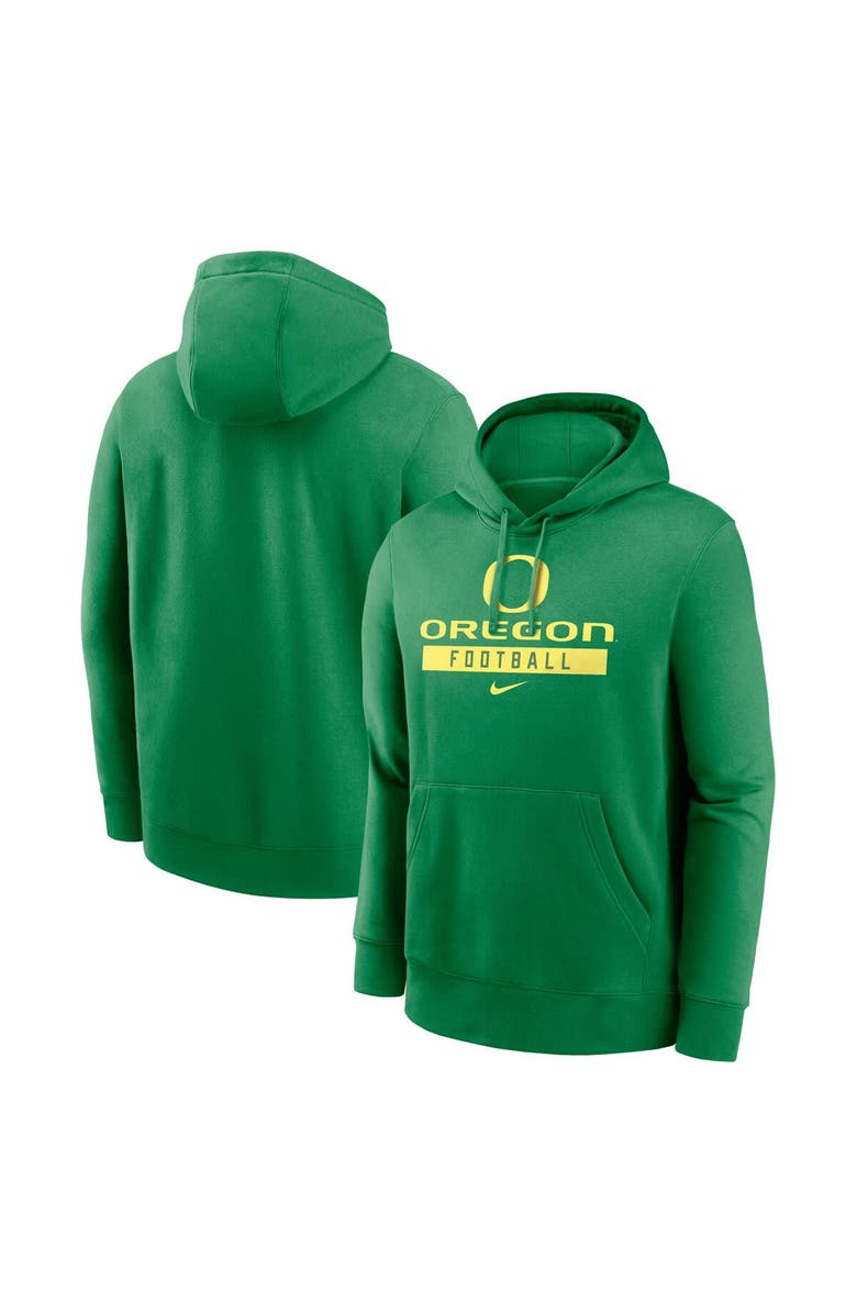 Nike Men's Nike Green Oregon Ducks Football Stack Club Fleece Pullover Hoodie, Alternate, color, Green