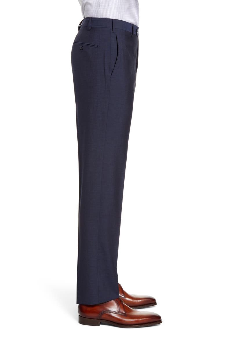 Parker Flat Front Solid Wool Dress Pants, Alternate, color, BLUE