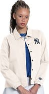 STARTER Women's Starter Cream New York Yankees Cooperstown First Down Full-Snap Coaches Jacket