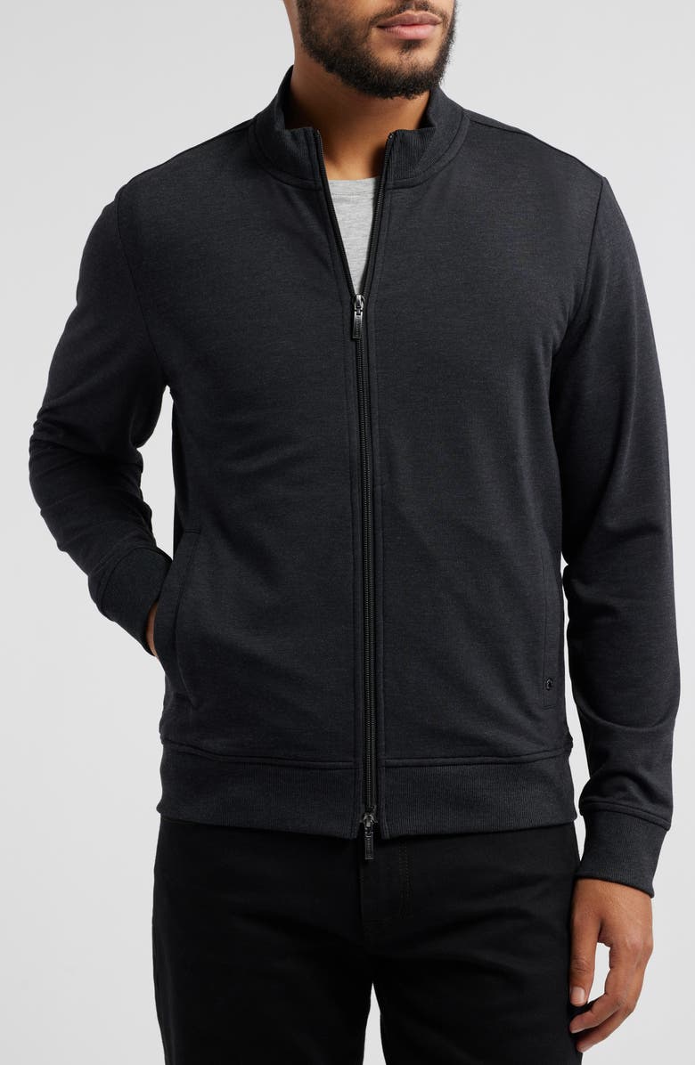 Robert Barakett Halton Melangé Stretch Full Zip Jacket, Alternate, color, Black