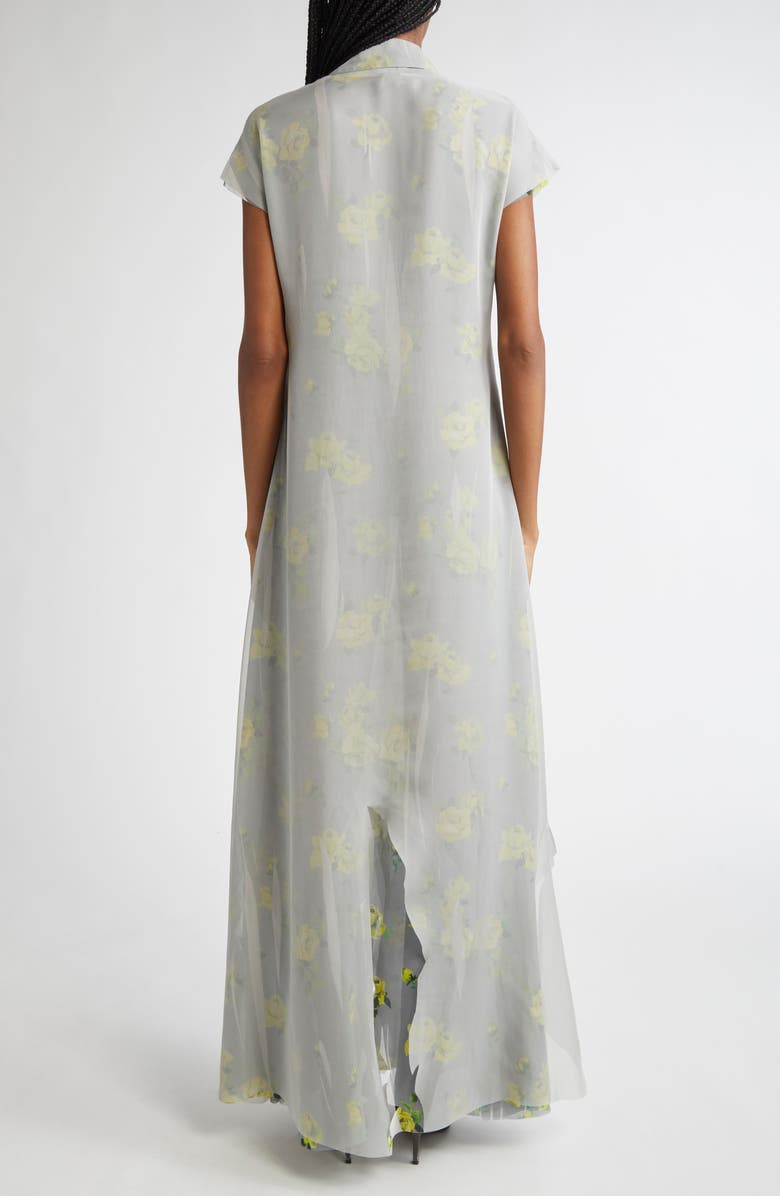 Acne Studios Dranee Floral Georgette Maxi Shirtdress, Alternate, color, Yellow/ Grey