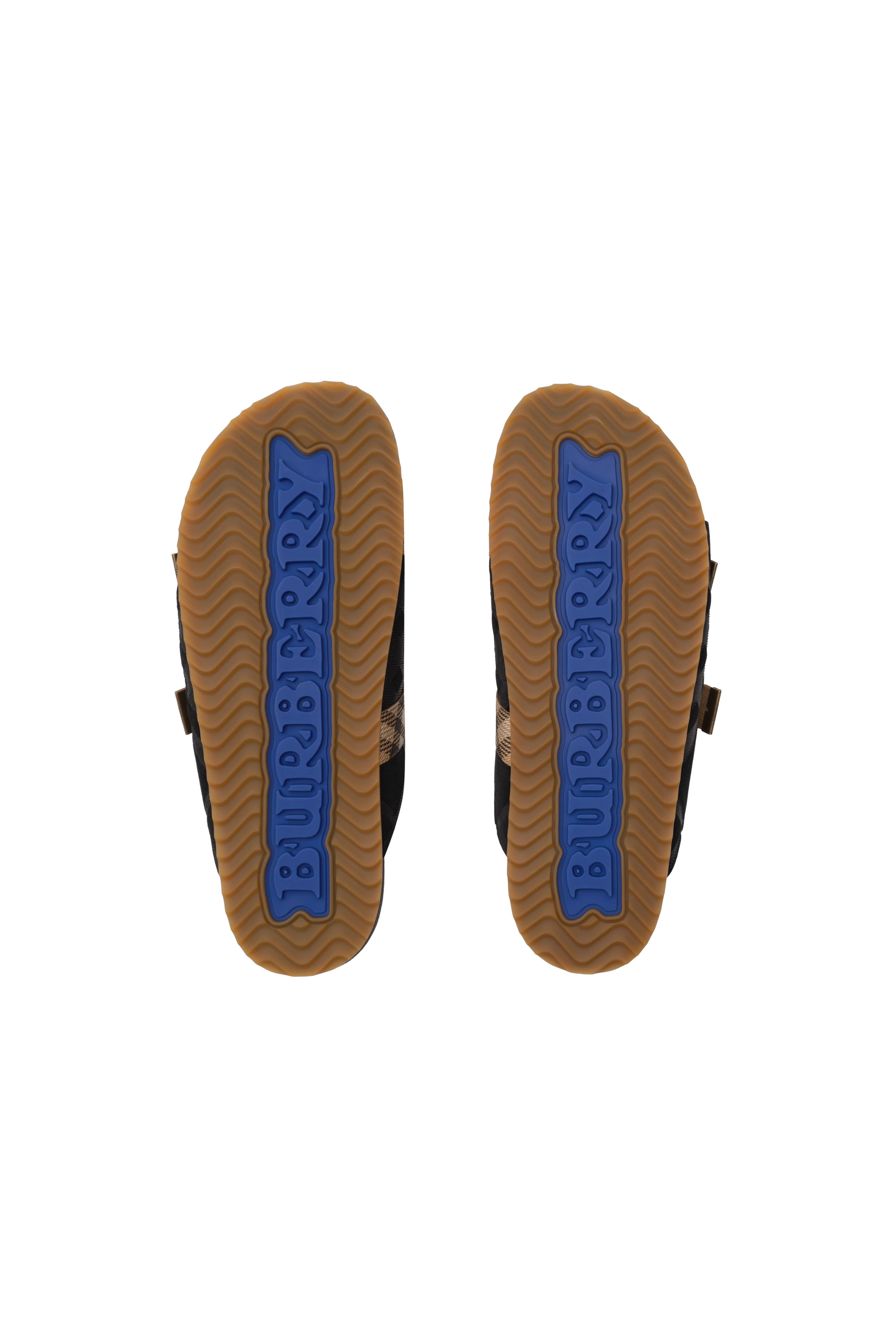 Burberry Check Suede Urchin Sandals, Alternate, color, Black