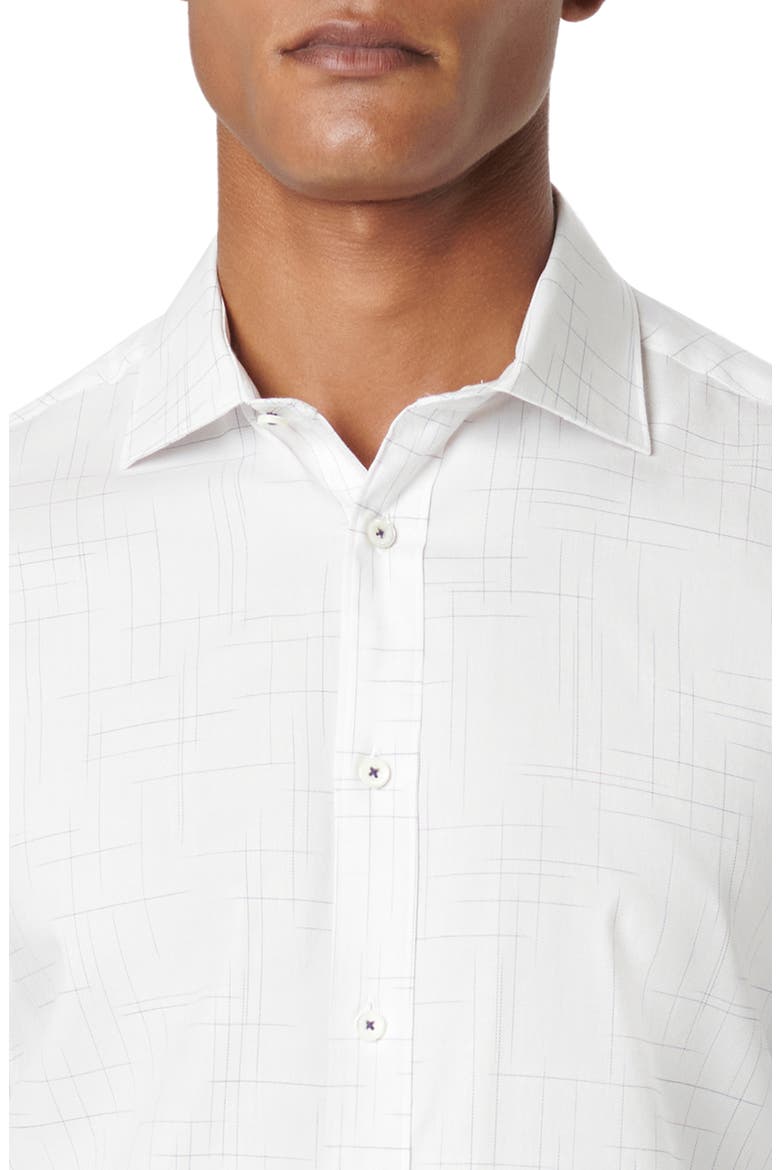 Axel Geo Print Stretch Button-Up Shirt, Alternate, color, WHITE