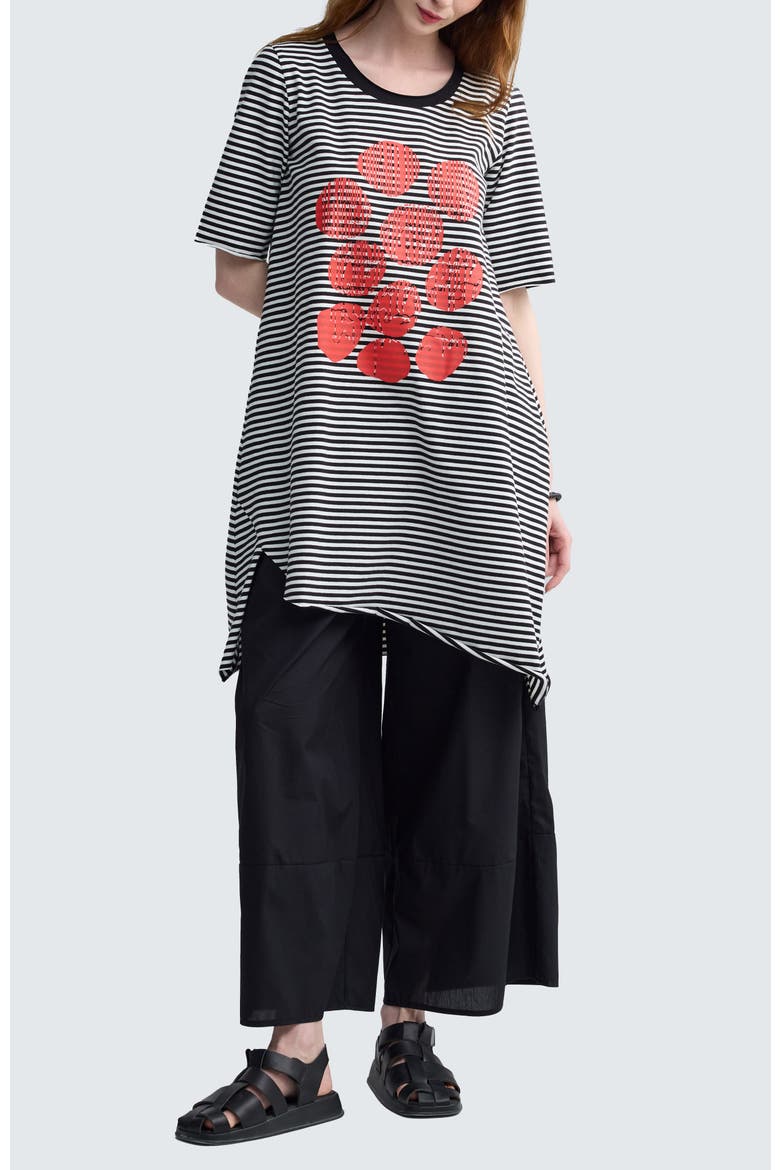 Elinea Printed Poplin Wide-Leg Pants, Alternate, color, Black