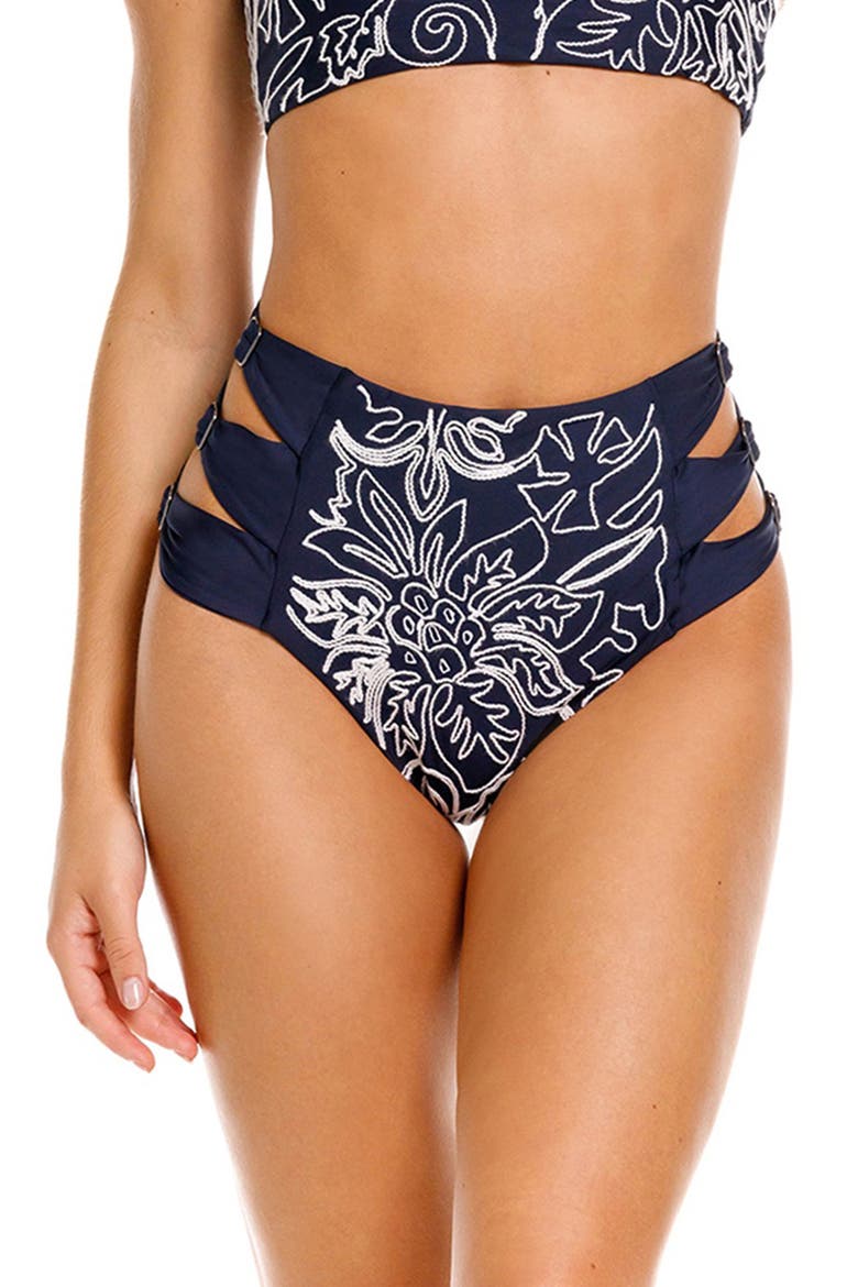 Willa Reversible High Waist Bikini Bottoms, Main, color, NAVY BLUE