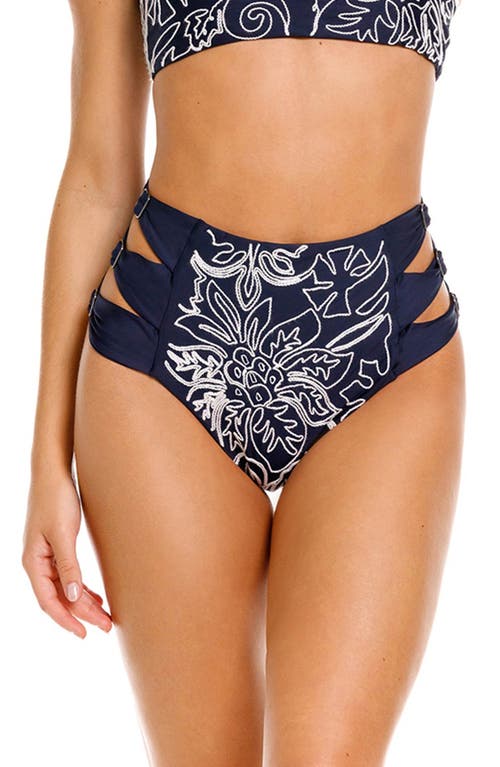 Agua Bendita Willa Reversible High Waist Bikini Bottoms In Blue