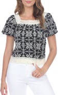 RAIN AND ROSE Lace Trim Short Sleeve Top