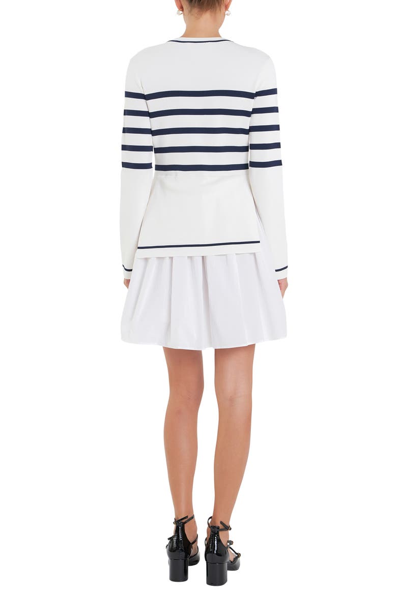 Long Sleeve Mixed Media Minidress, Alternate, color, IVORY