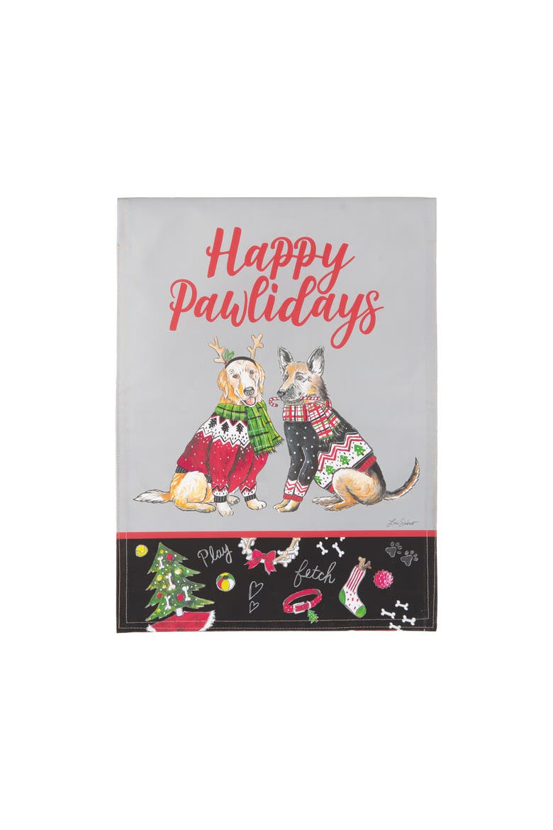 Happy Pawlidays Flag, Main, color, Grey
