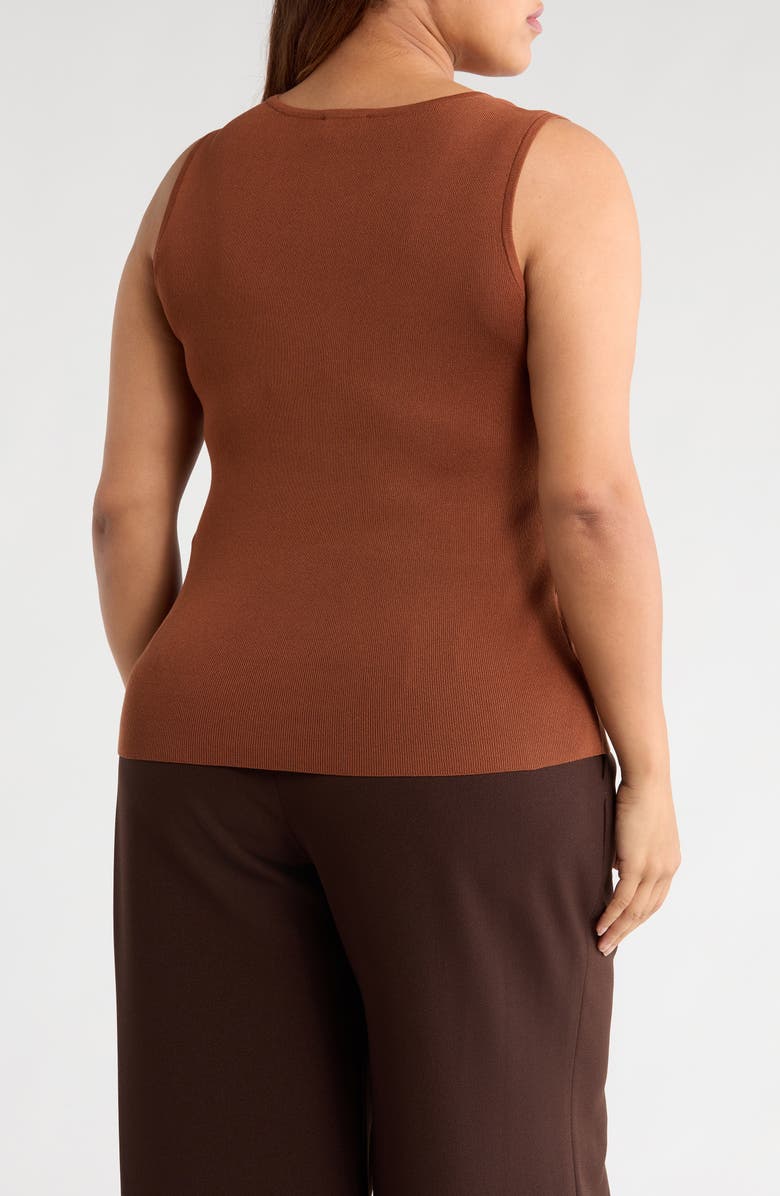 Tahari ASL Scoop Neck Sweater Tank, Alternate, color, Tawny